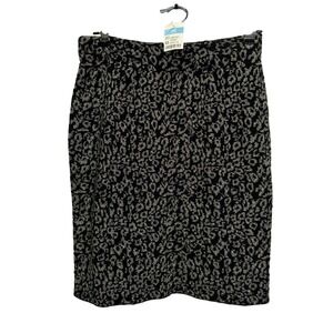 J McLaughlin New Black Gold Jacquard Leopard Print Knee Length Pencil Skirt XS